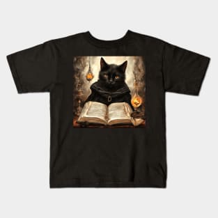 The Curious Black Cat Book of Magic Kids T-Shirt